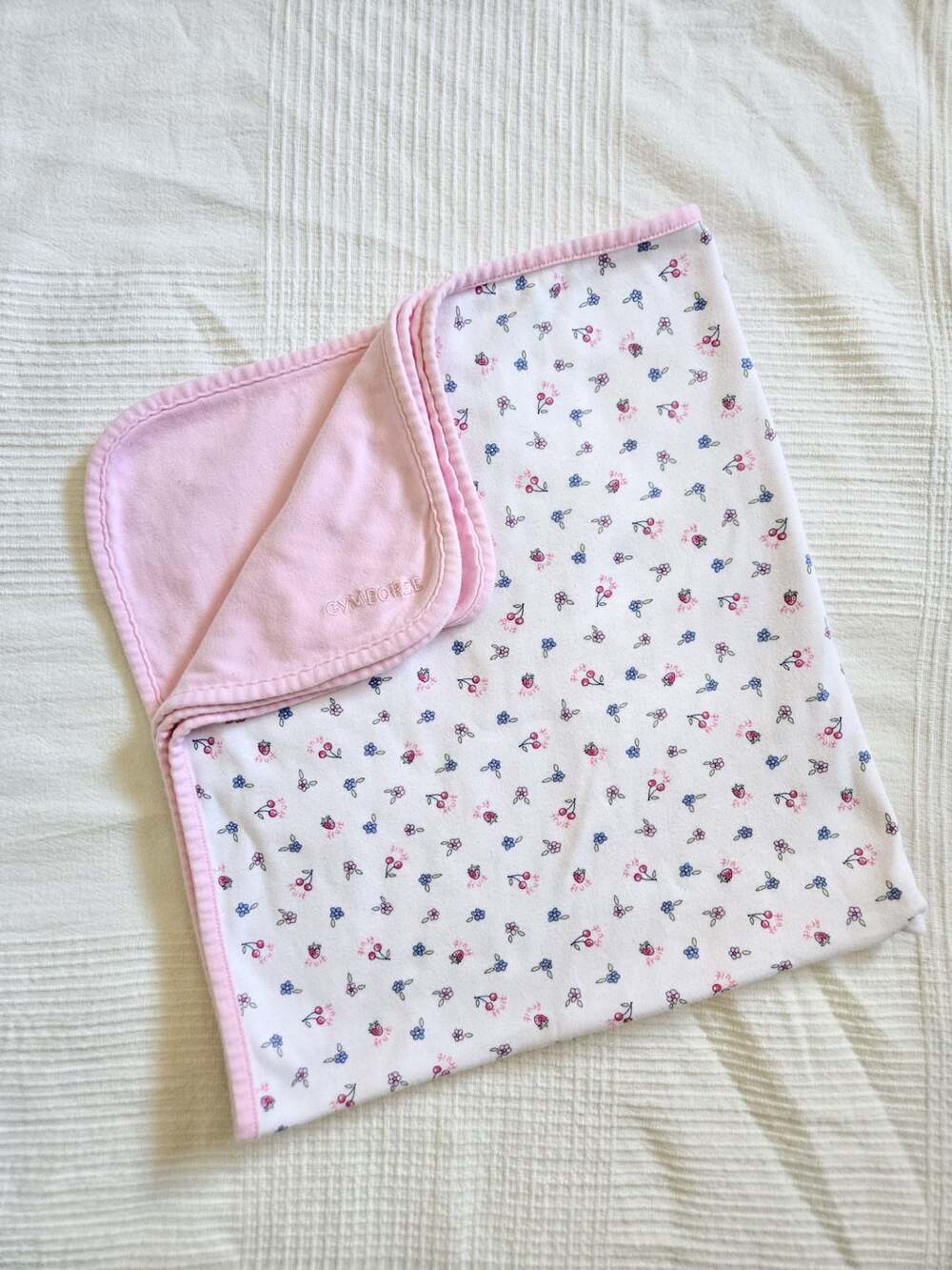 Gymboree Baby Blanket Pink Fruit Floral Print